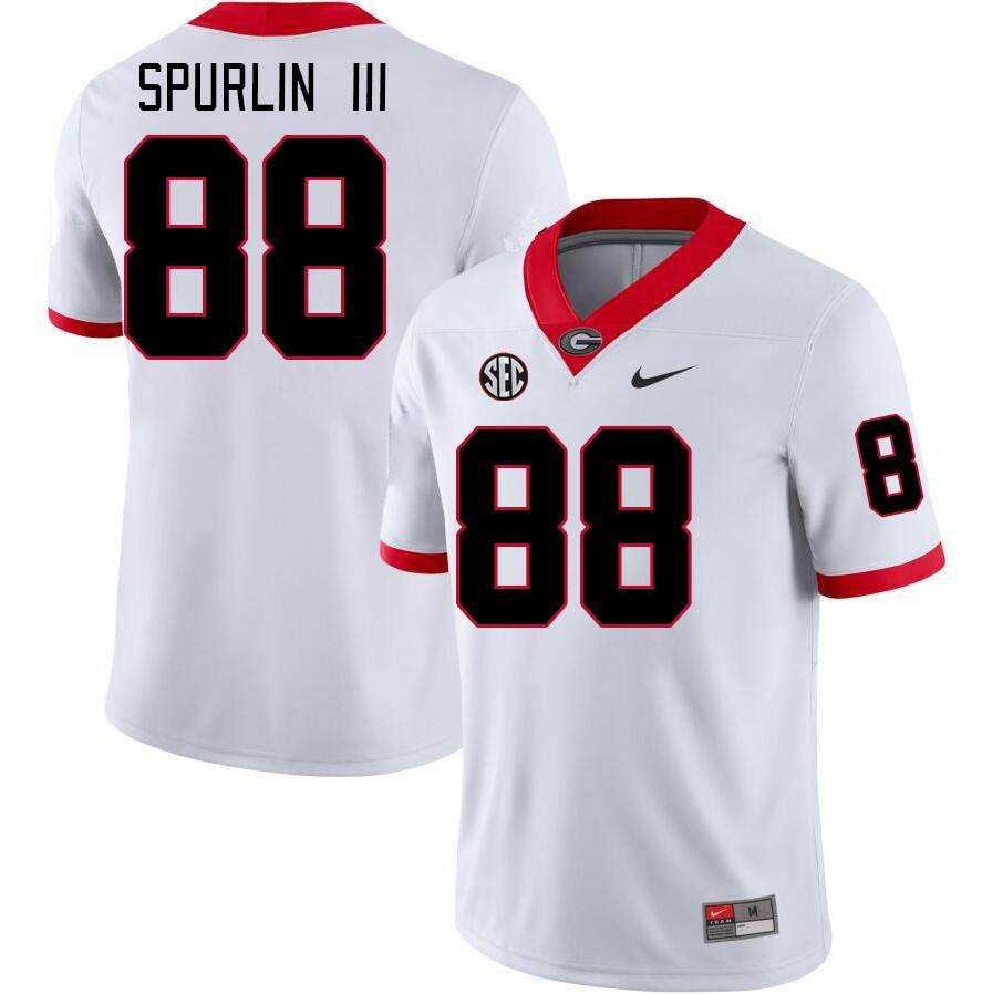 Men #88 Pearce Spurlin III Georgia Bulldogs College Football Jerseys Stitched-White - Click Image to Close
